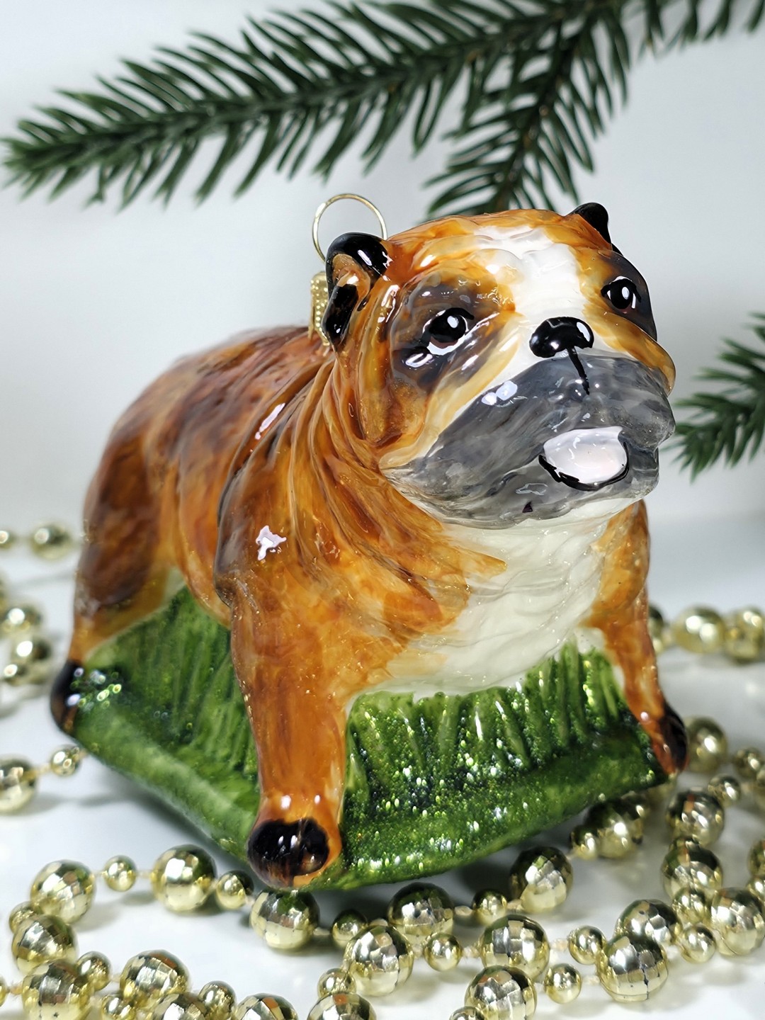 фото Стеклянная елочная игрушка Бульдог