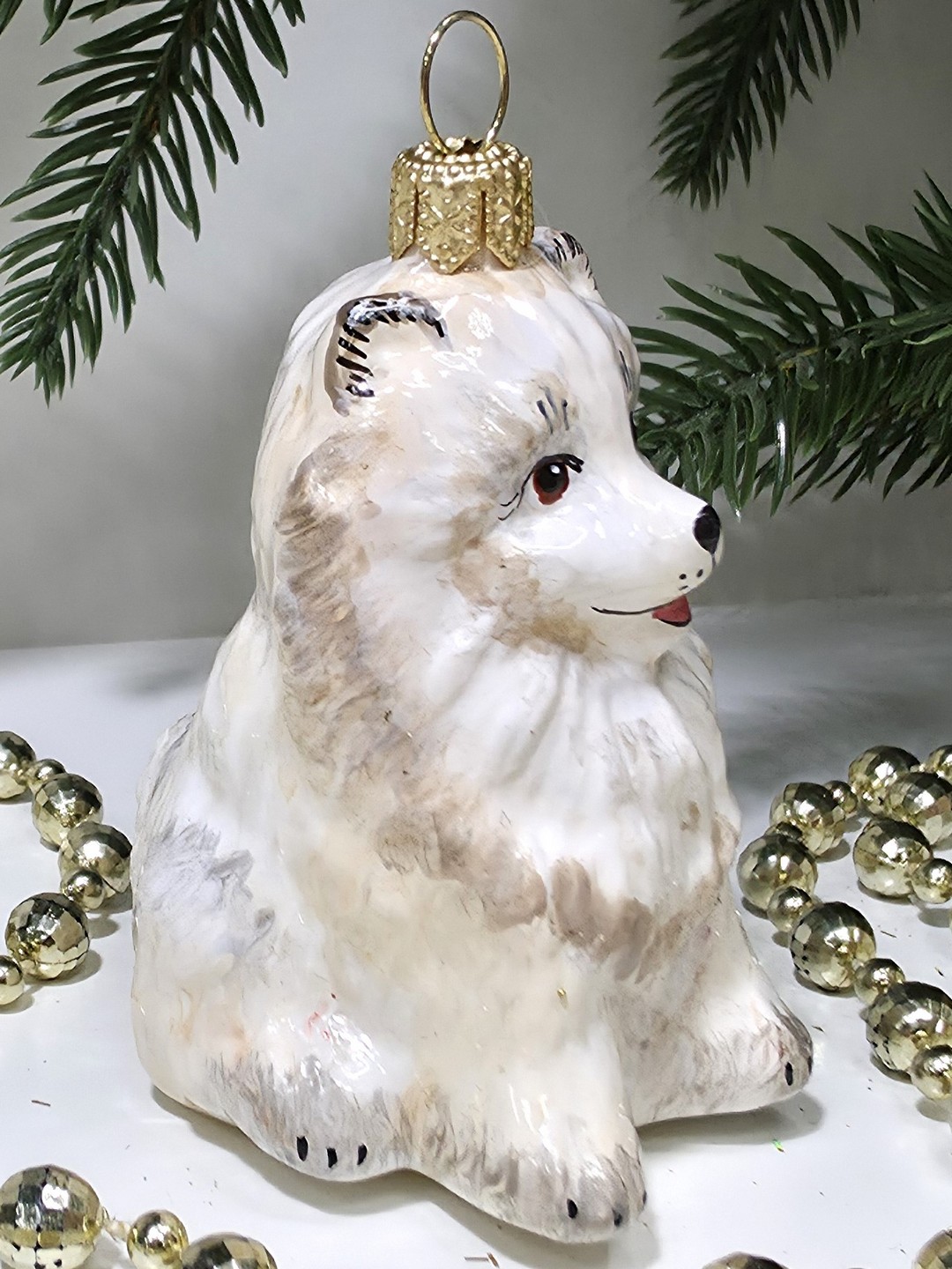 фото Стеклянная елочная игрушка Шпиц