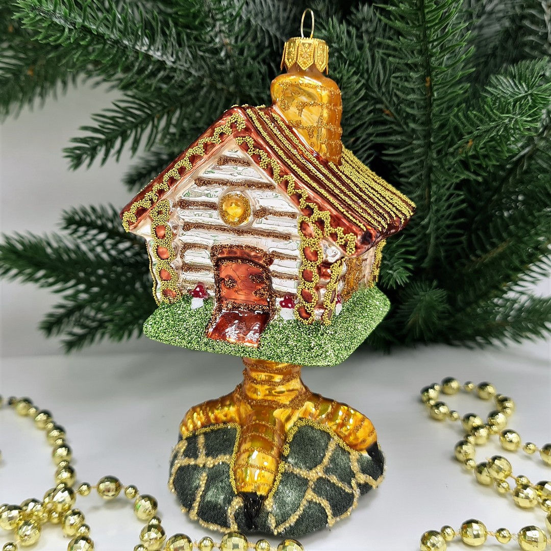 фото Стеклянная елочная игрушка Избушка на курьих ножках