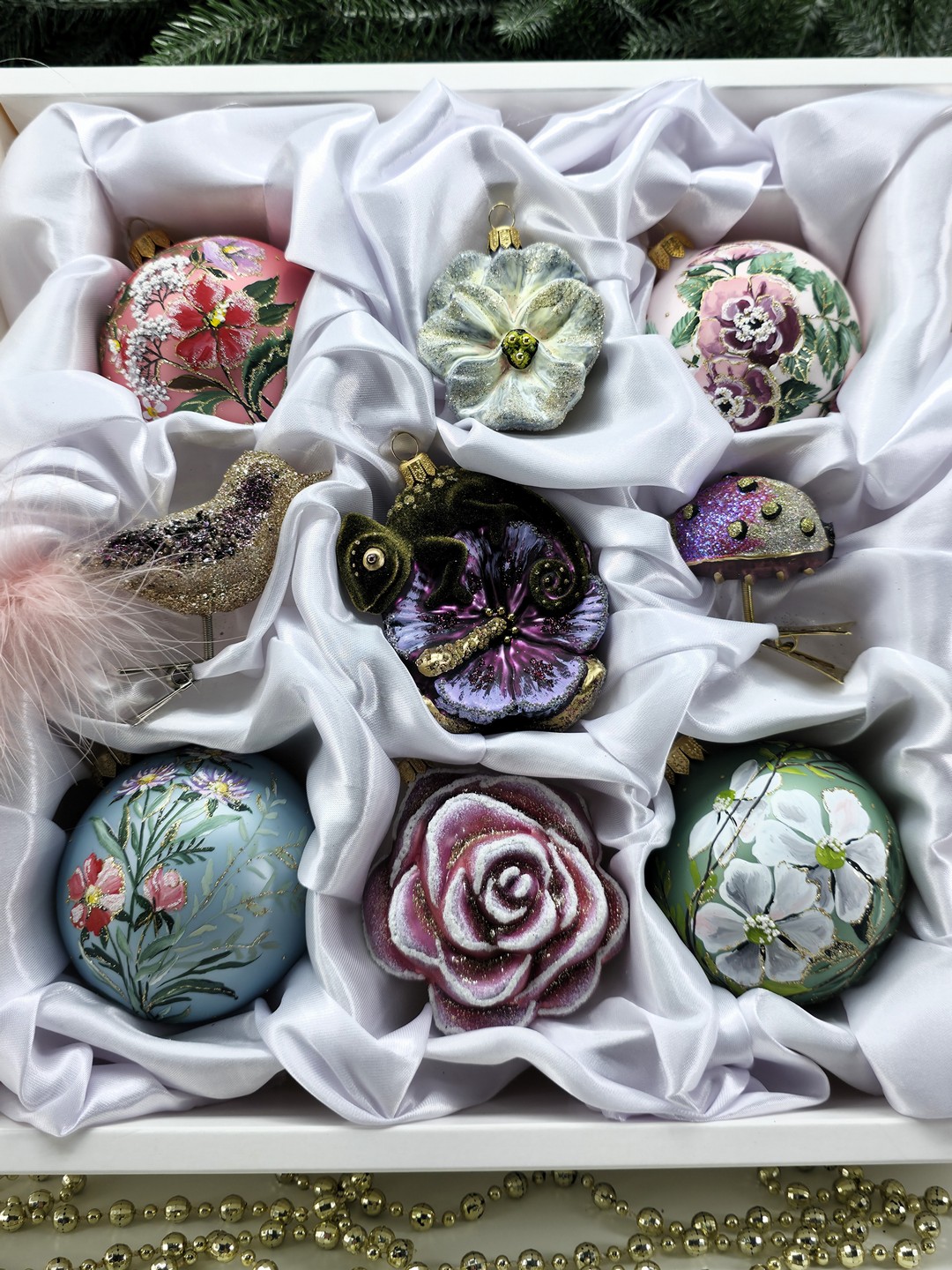 фото Набор ёлочных игрушек Цветочный