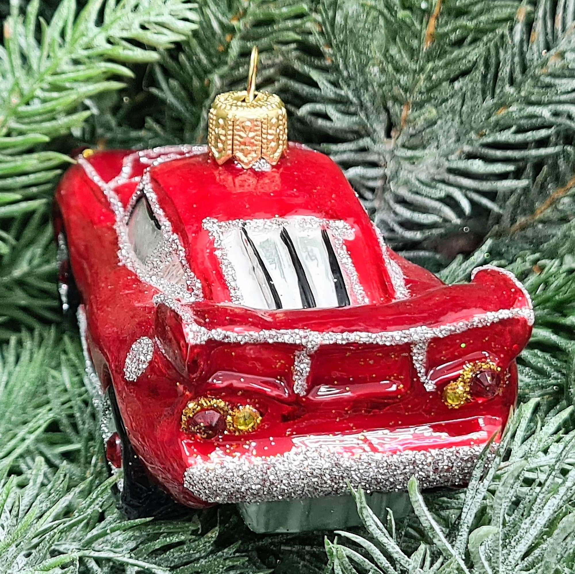 фото Стеклянная елочная игрушка Тачки