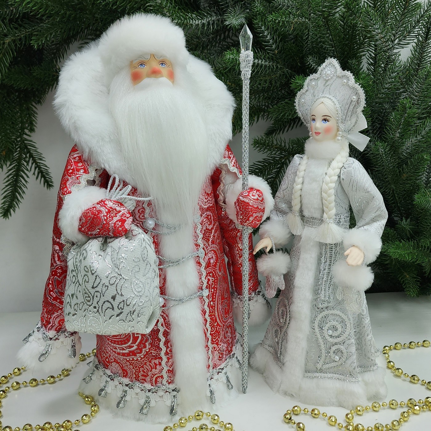 фото Набор Дед Мороз 34 см и Снегурочка 30 см №130