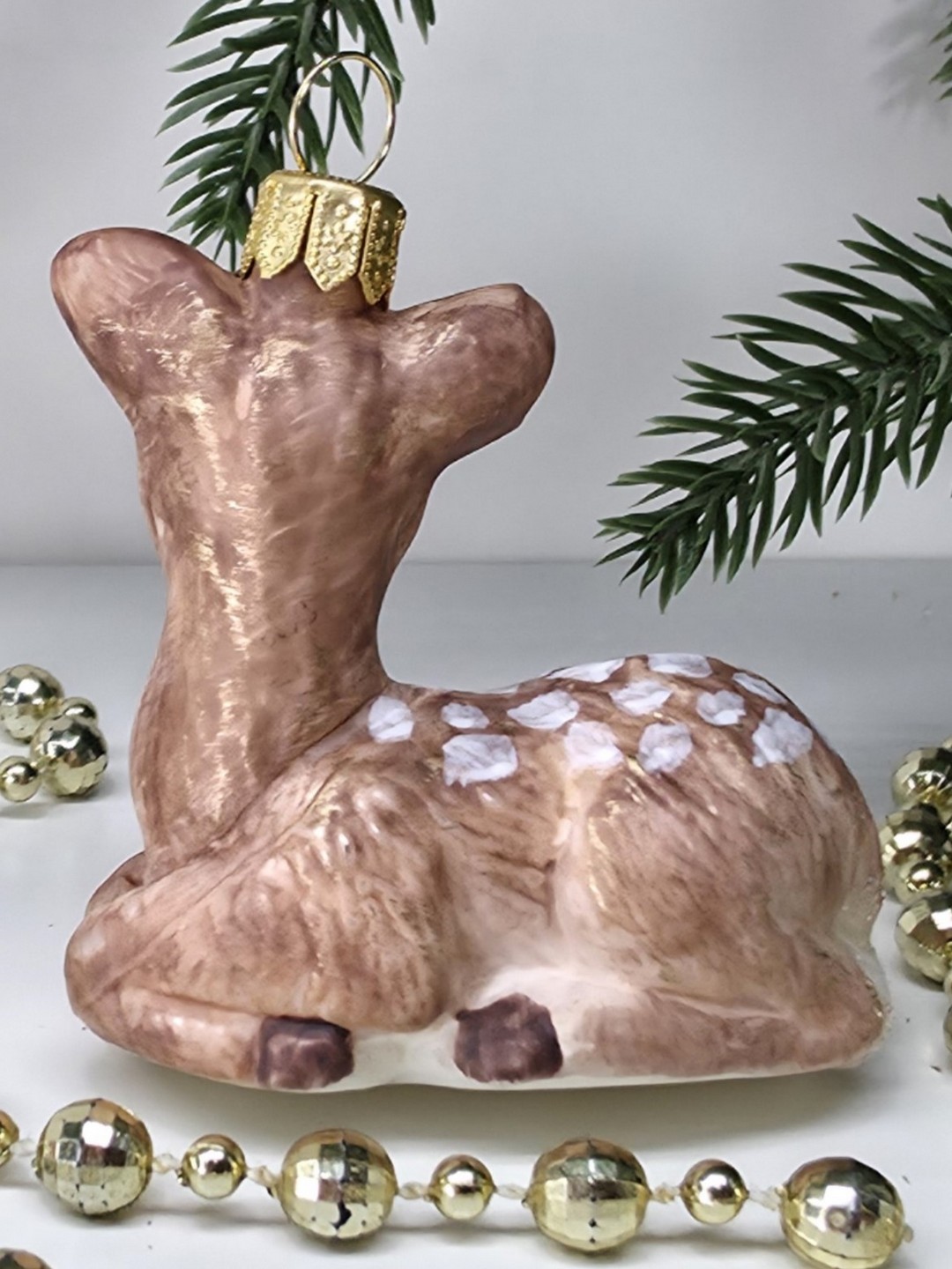 фото Стеклянная елочная игрушка Олененок винтаж