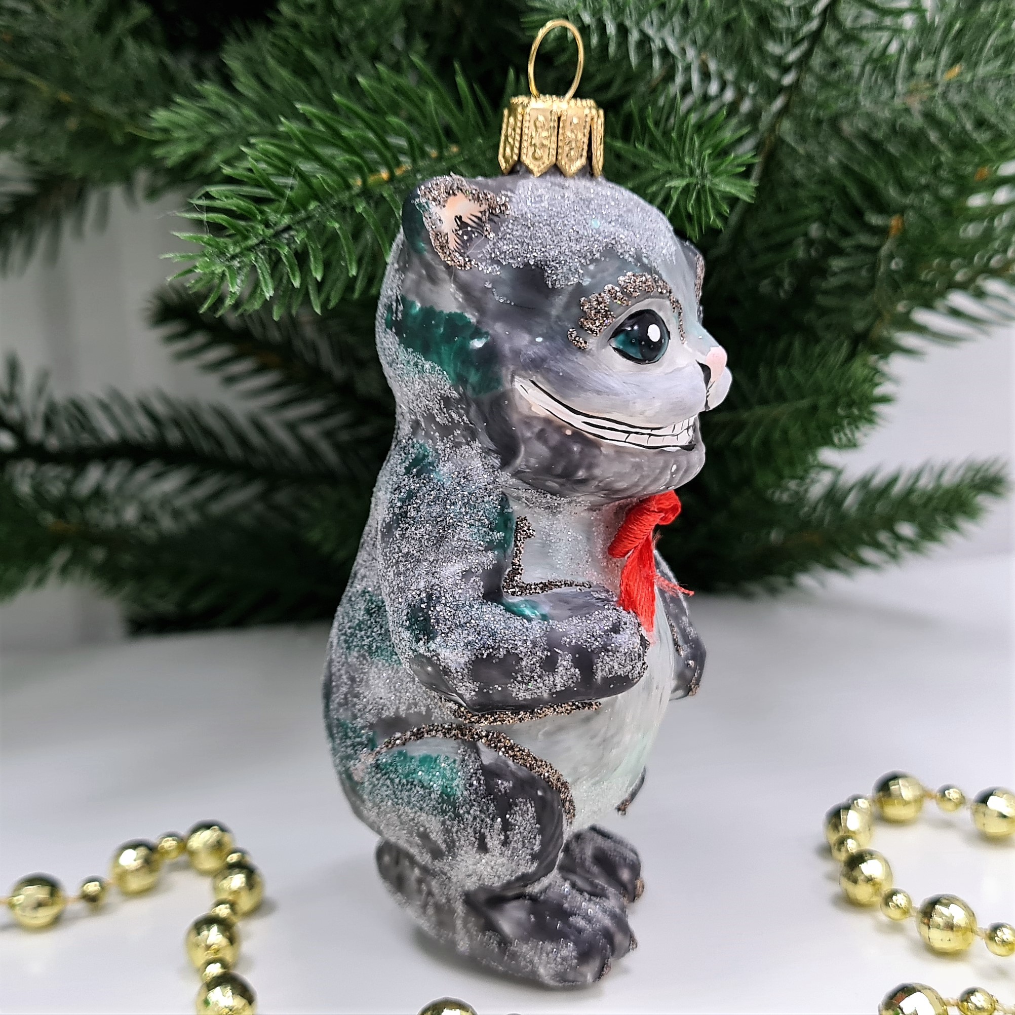 фото Стеклянная елочная игрушка Чеширский кот из Алисы