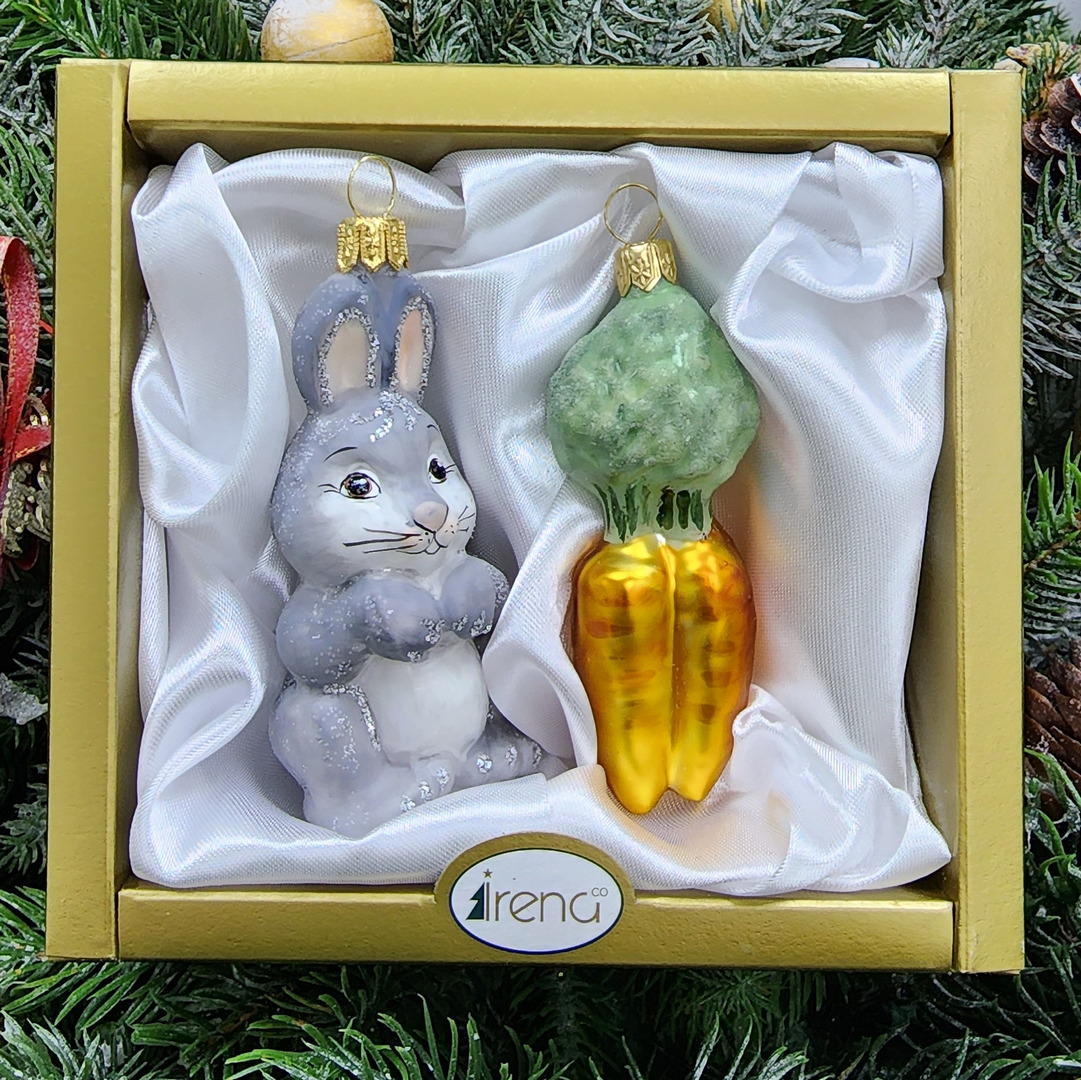 фото Набор ёлочных игрушек Зайчик и морковка