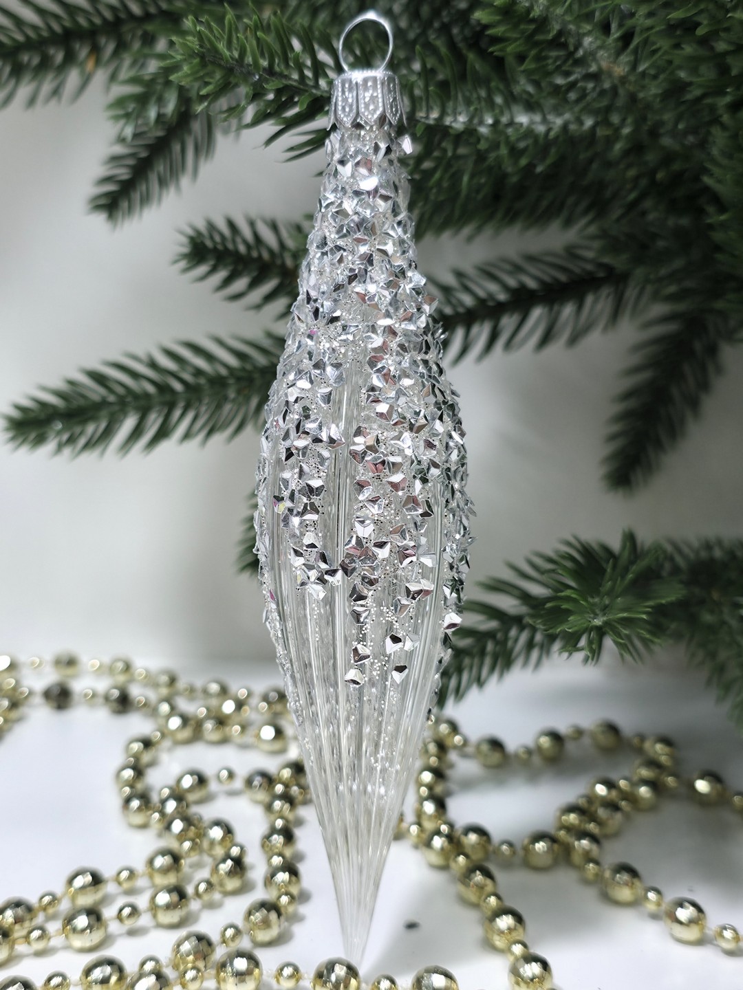 фото Стеклянная елочная игрушка Сосулька