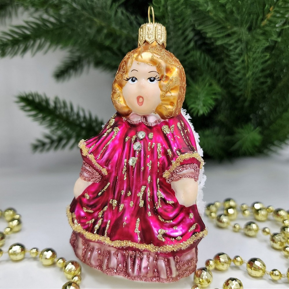 фото Стеклянная елочная игрушка Девочка ангел поет