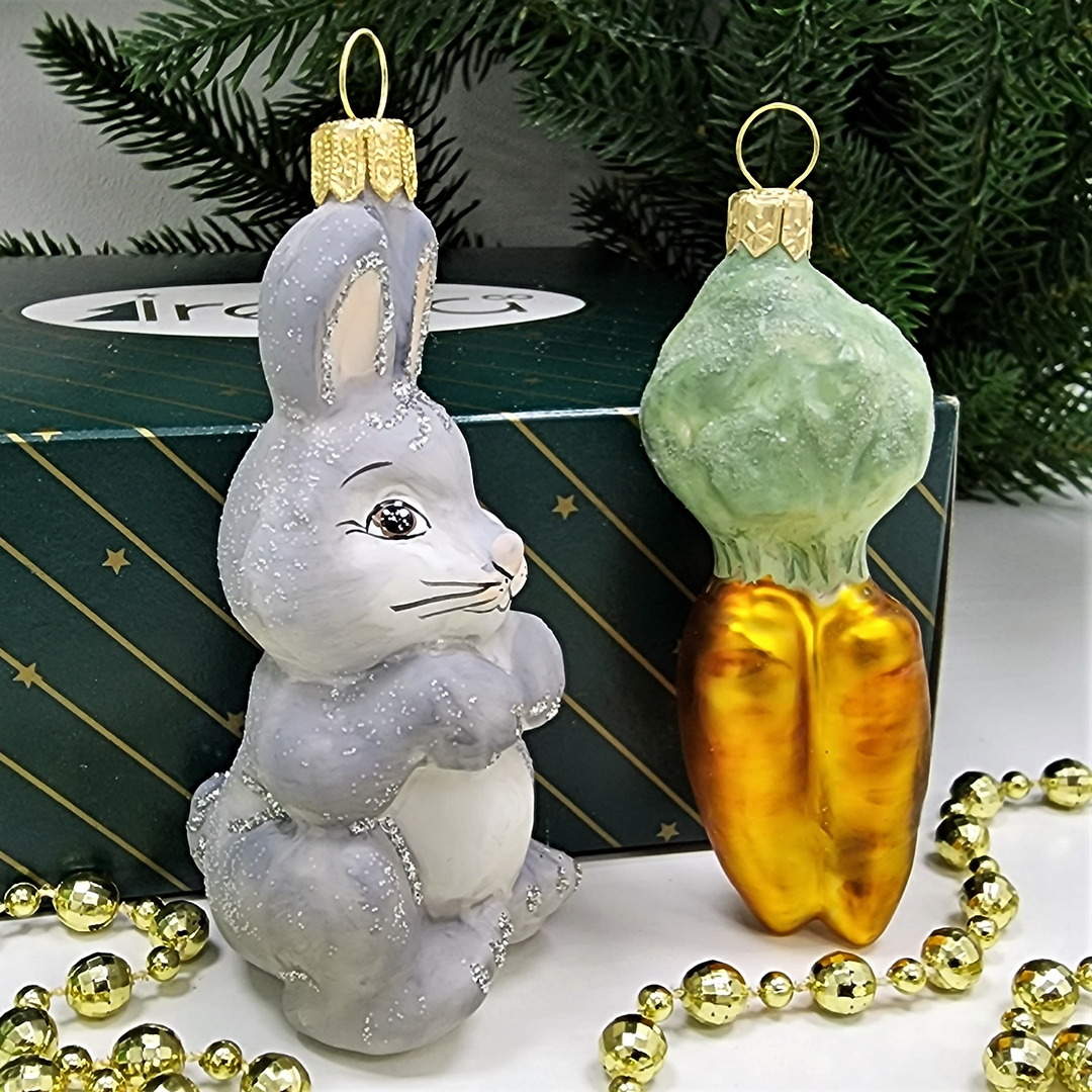 фото Набор ёлочных игрушек Зайчик и морковка