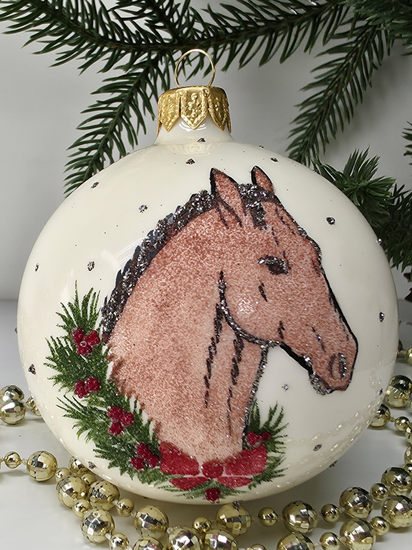 фото Стеклянный ёлочный шар Irena-Co 80 мм №132