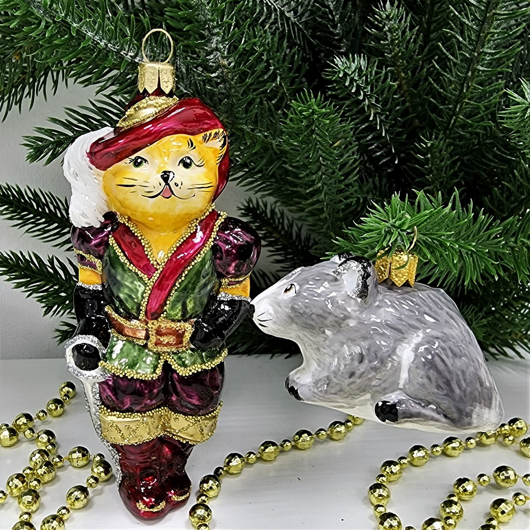 фото Набор ёлочных игрушек Кот в сапогах и мышонок