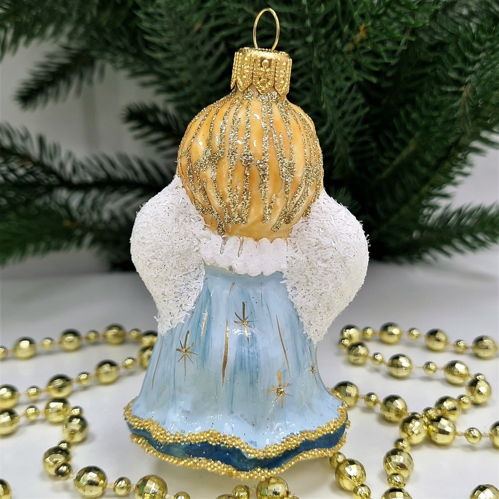 фото Стеклянная елочная игрушка Ангелочек с книгой