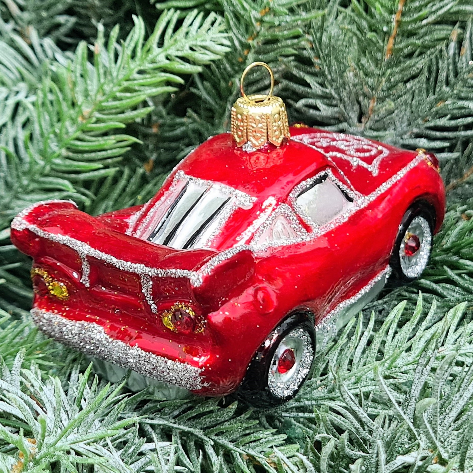 фото Стеклянная елочная игрушка Тачки