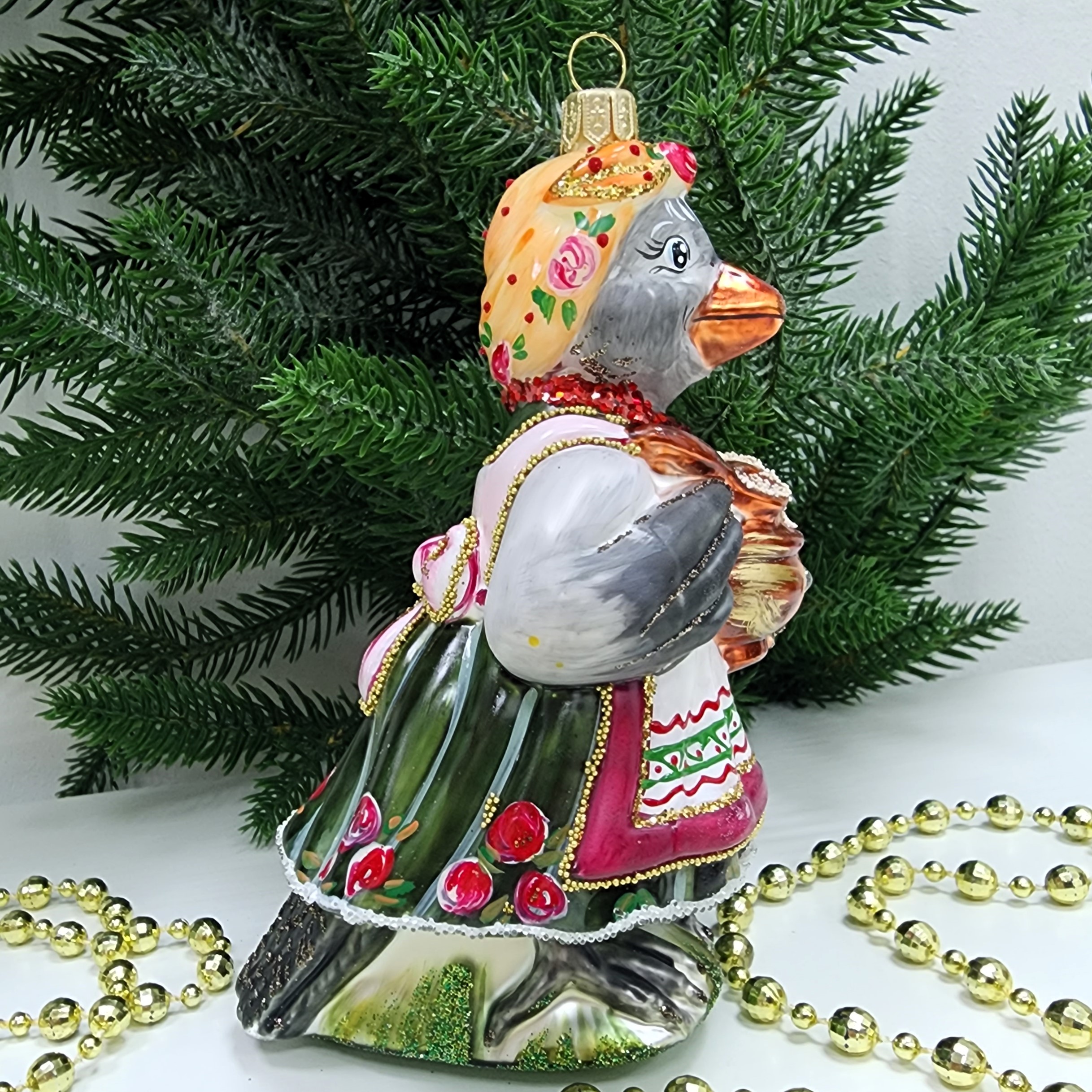 фото Стеклянная елочная игрушка Сорока