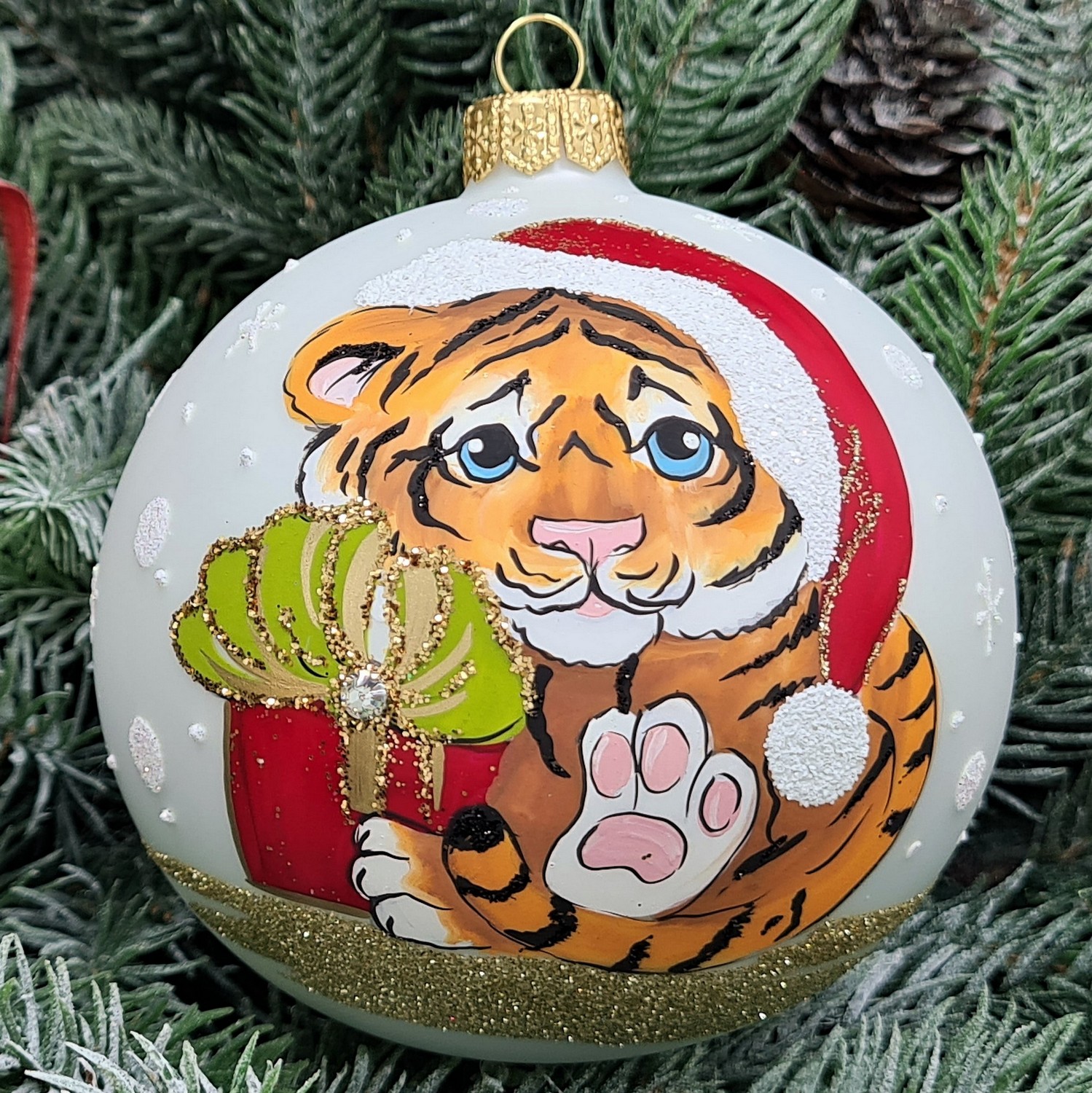 фото Стеклянный ёлочный шар Irena-Co 100 мм №61