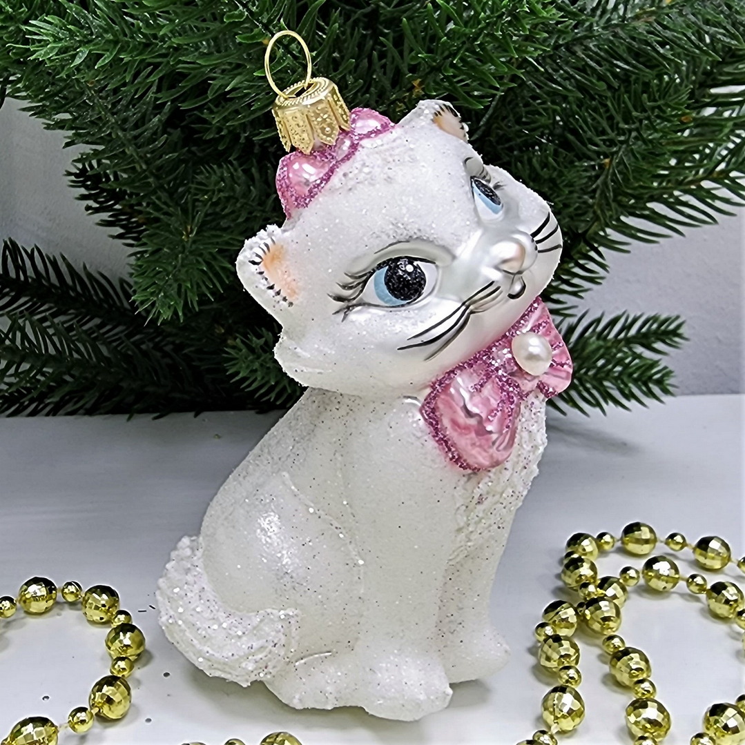 фото Стеклянная елочная игрушка Киса Мэри