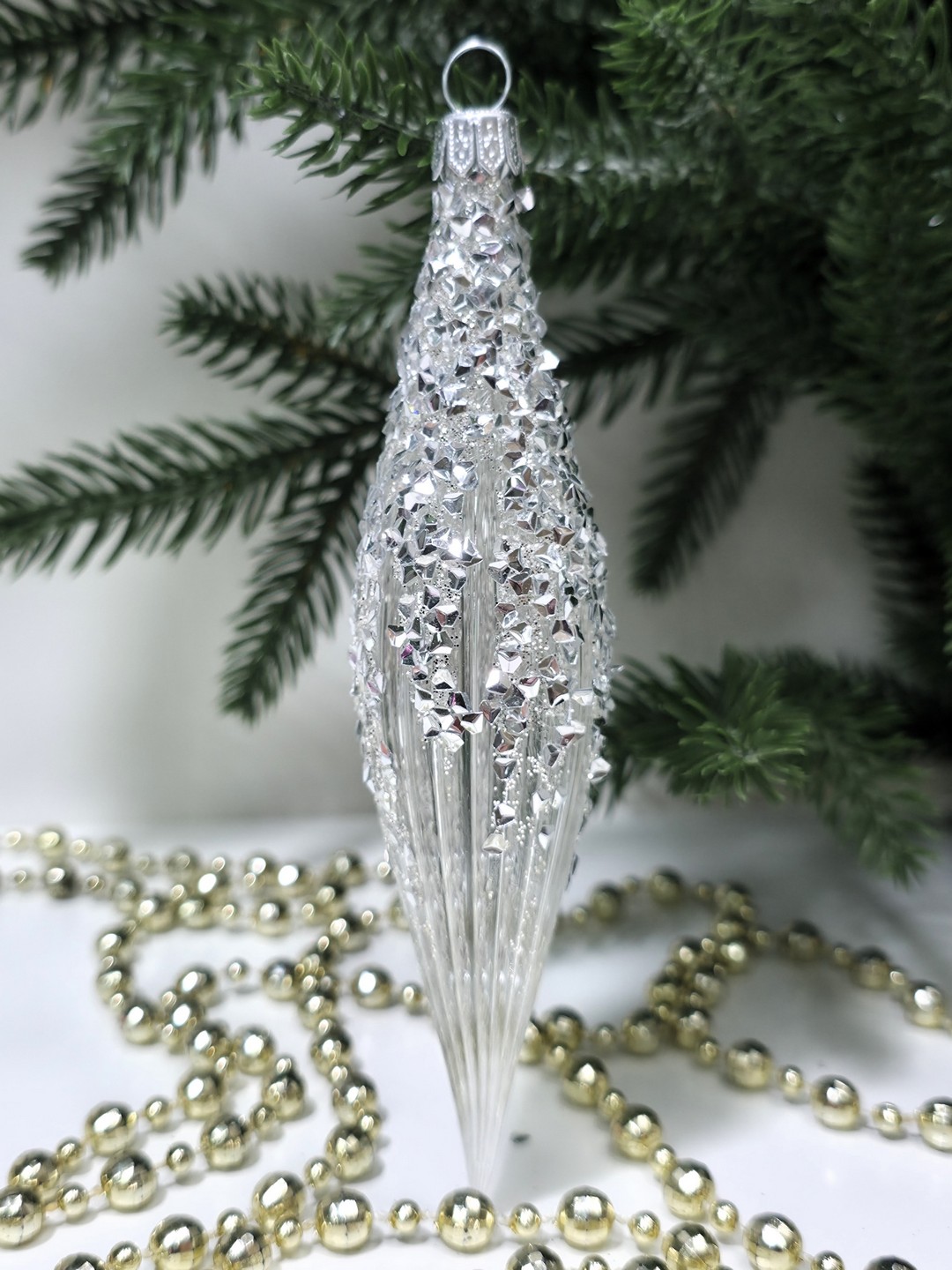 фото Стеклянная елочная игрушка Сосулька