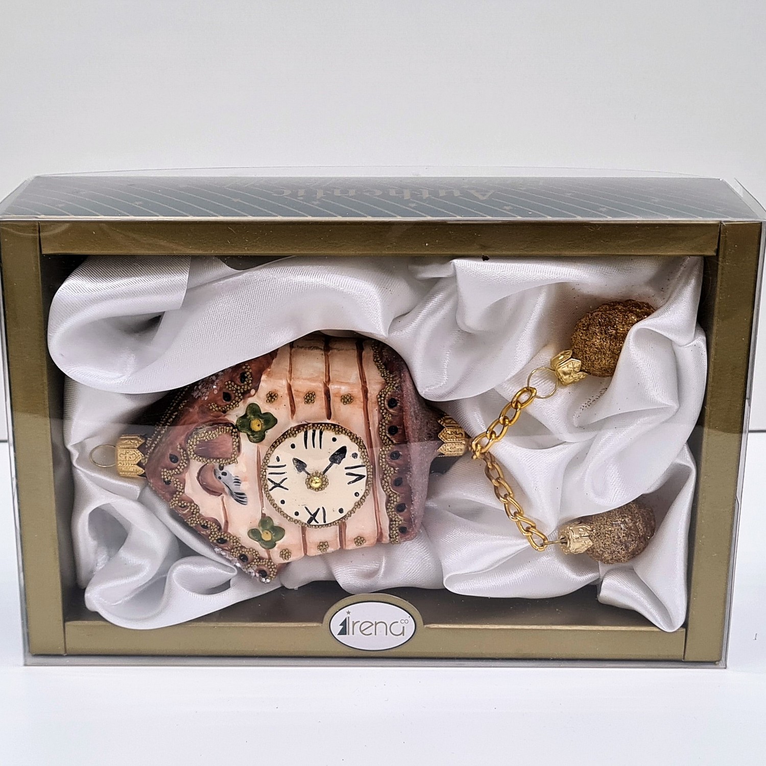 фото Стеклянная елочная игрушка Часы с кукушкой винтаж