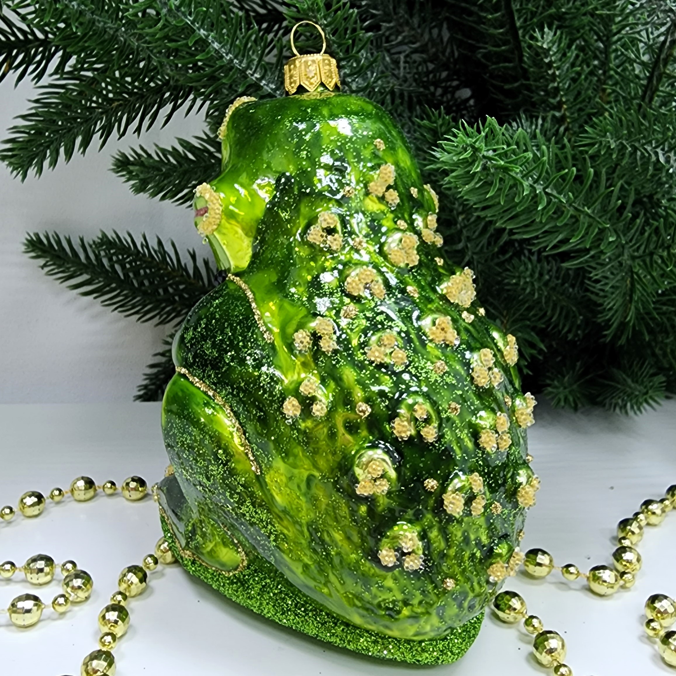 фото Стеклянная елочная игрушка Лягушка-Он