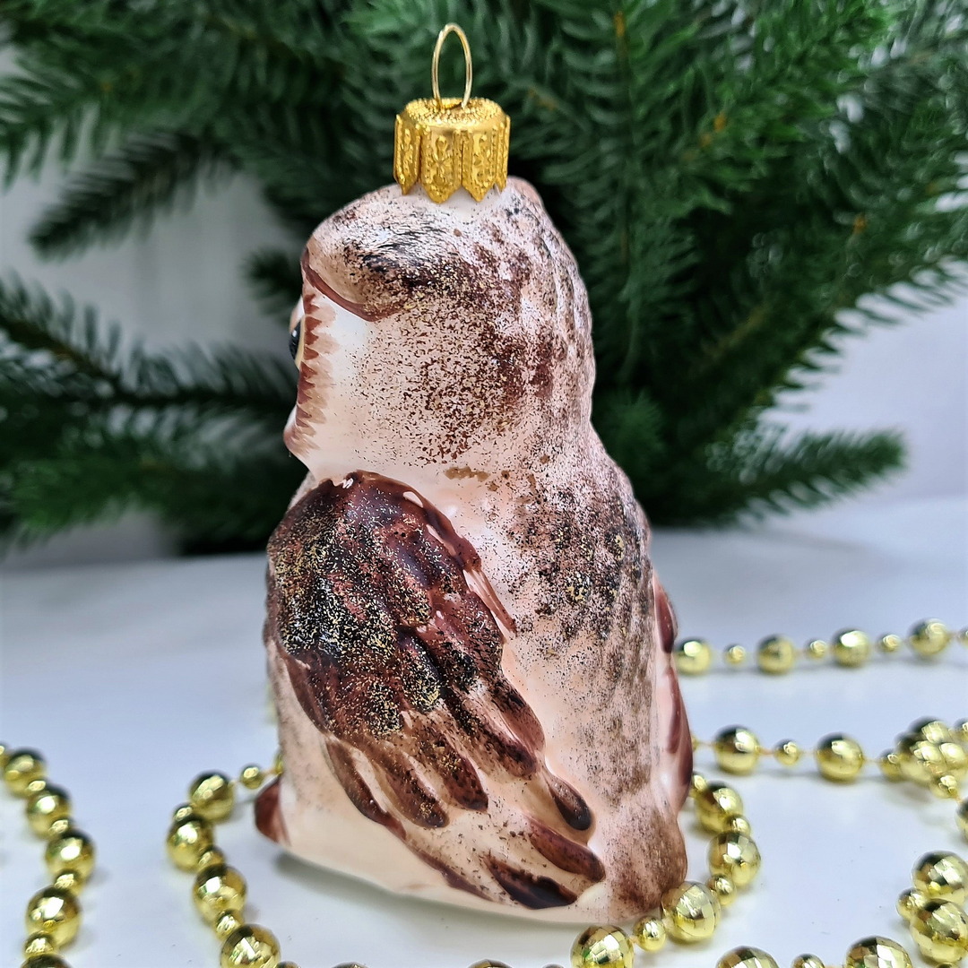 фото Стеклянная елочная игрушка Сова винтаж