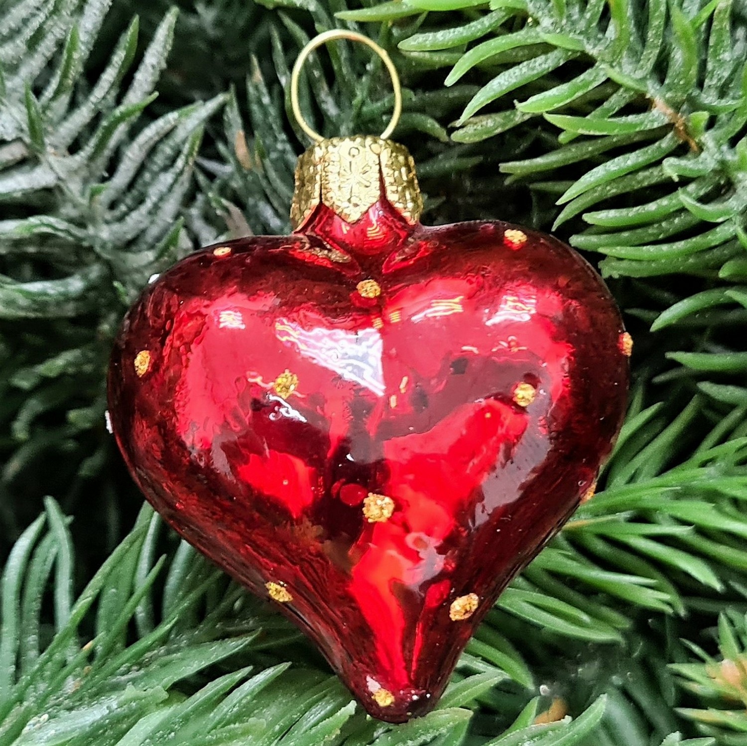 фото Стеклянная елочная игрушка Сердечко