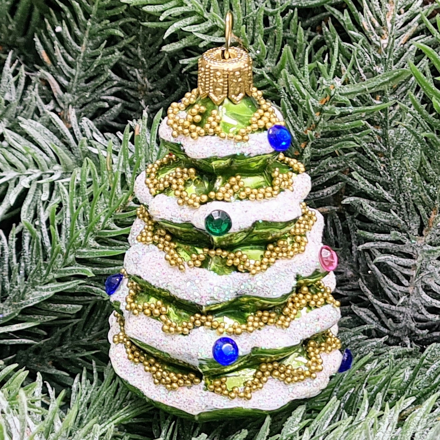 фото Стеклянная елочная игрушка Елочка мини