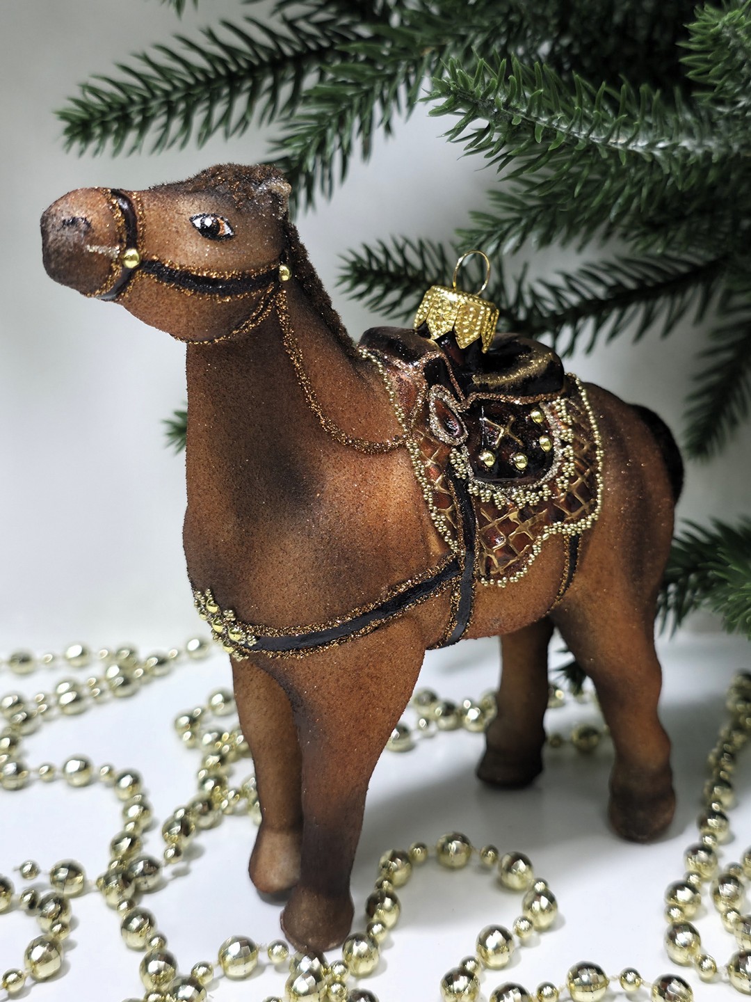 фото Стеклянная елочная игрушка Лошадь большая