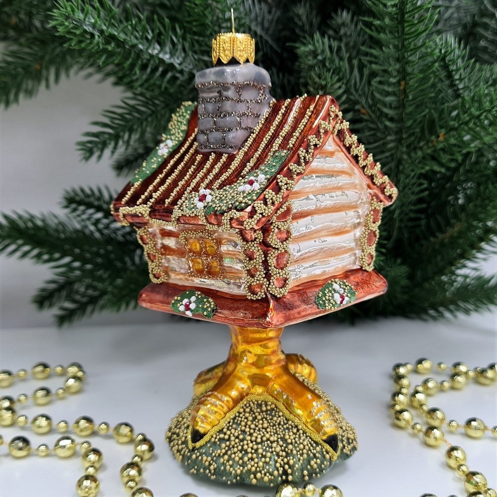 фото Стеклянная елочная игрушка Избушка на курьих ножках