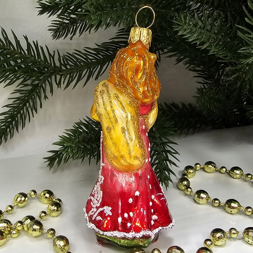 фото Стеклянная елочная игрушка Лиса в платье малая