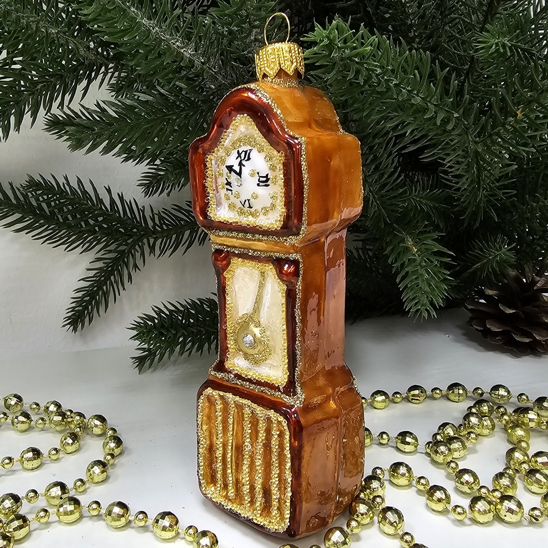 фото Стеклянная елочная игрушка Часы напольные