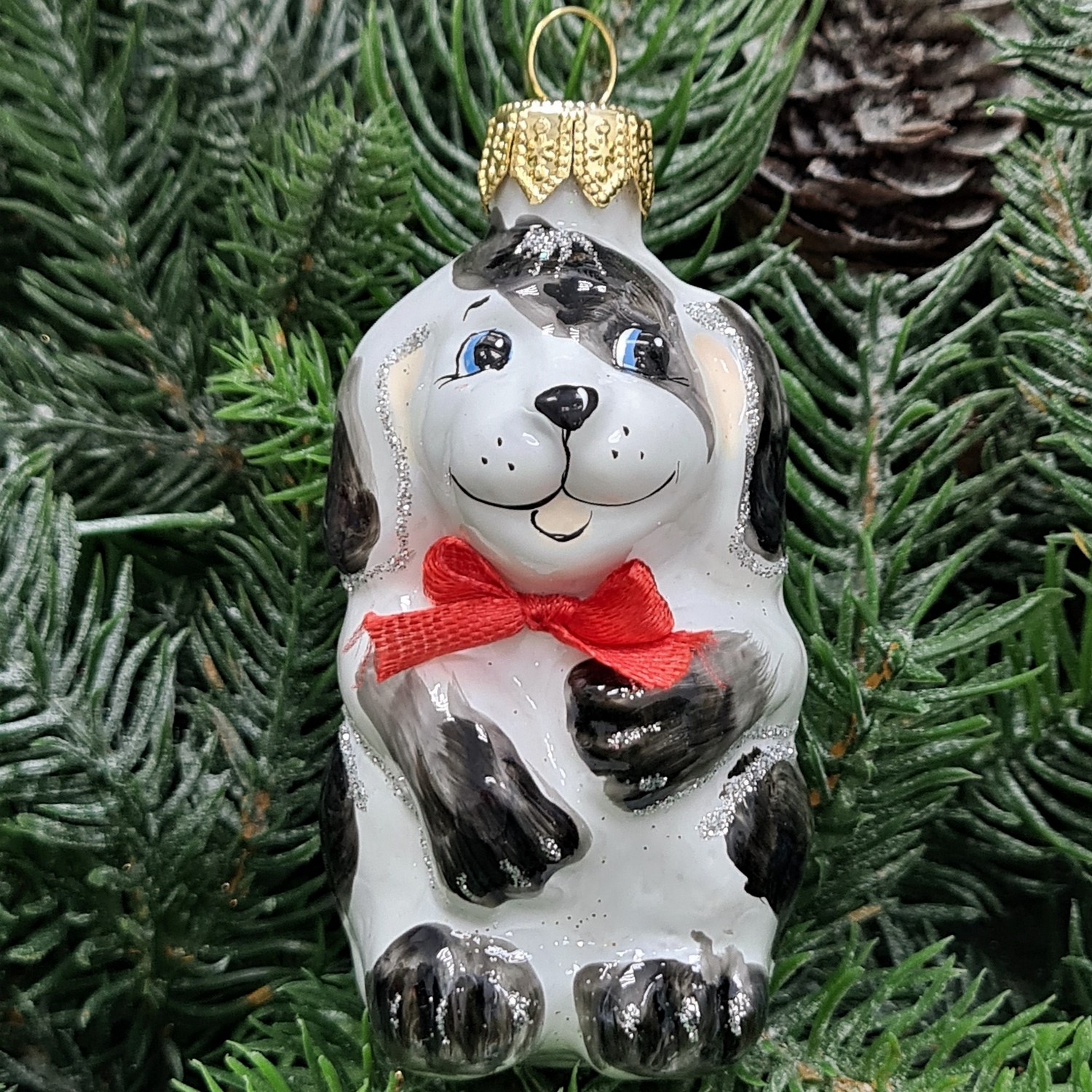 фото Стеклянная елочная игрушка Щенок