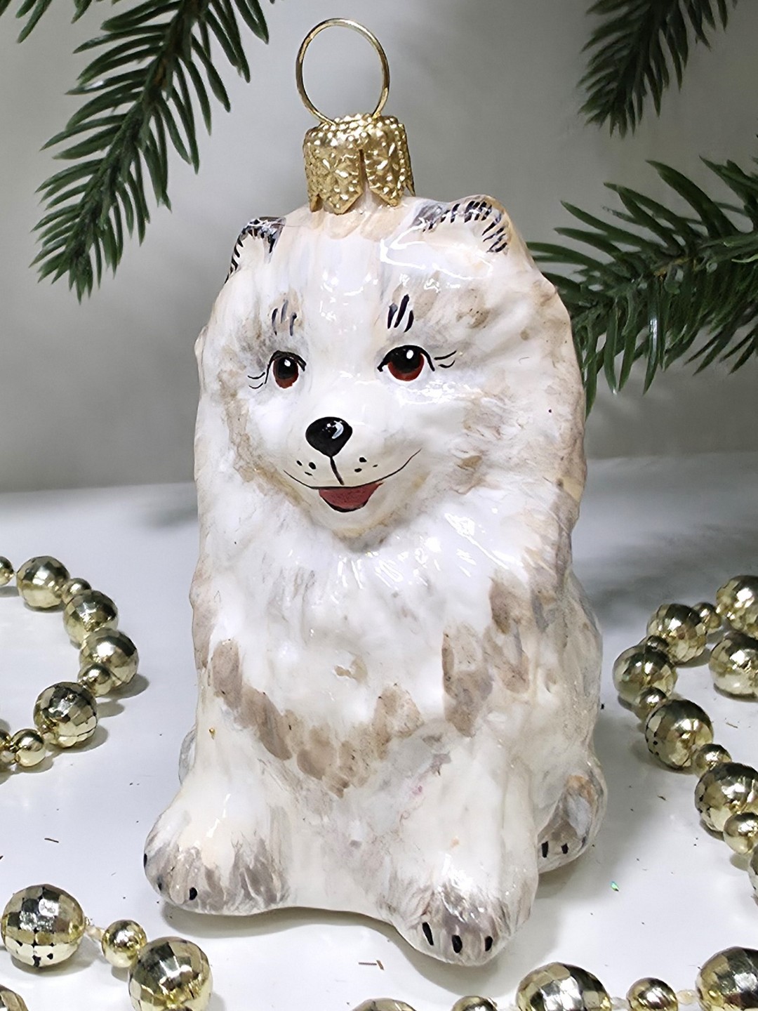 фото Стеклянная елочная игрушка Шпиц