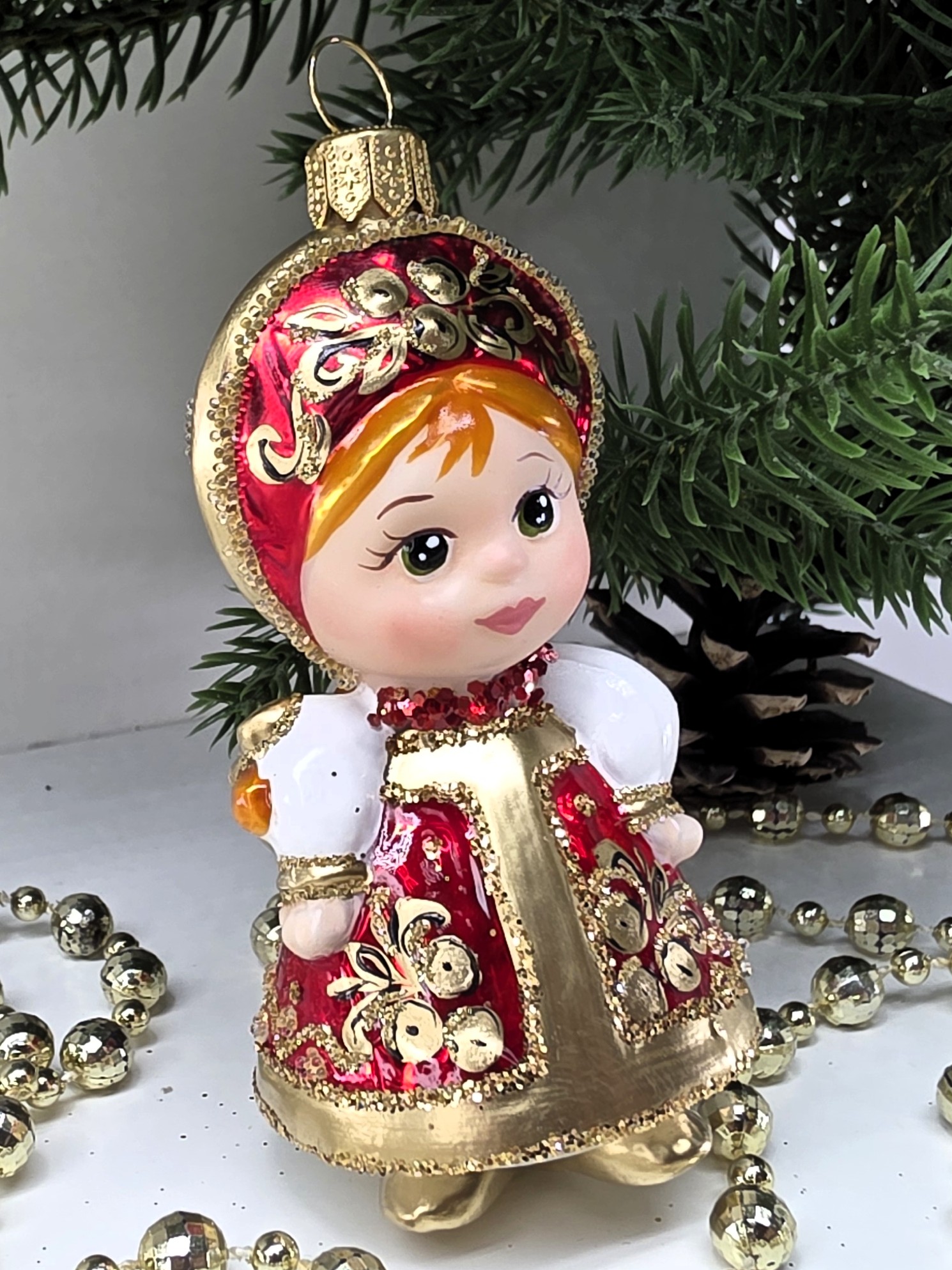 фото Стеклянная ёлочная игрушка Василиса-6