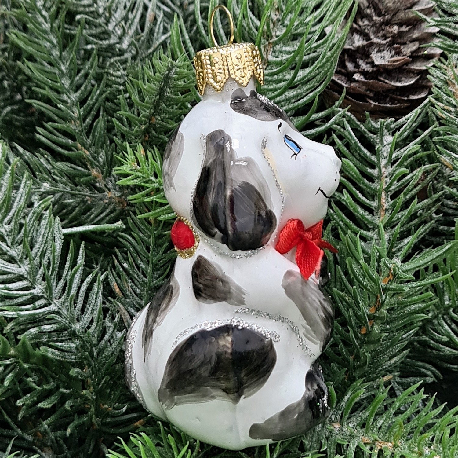 фото Стеклянная елочная игрушка Щенок