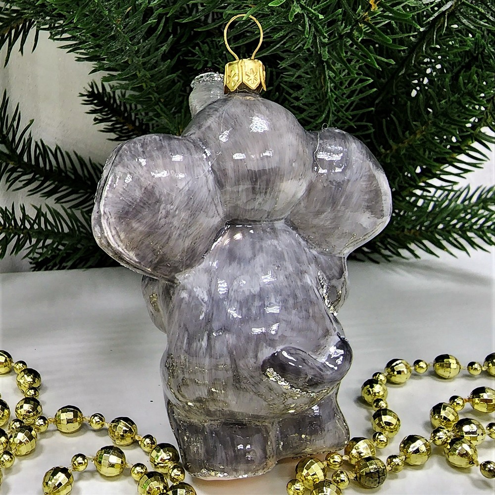 фото Стеклянная елочная игрушка Слоник малый