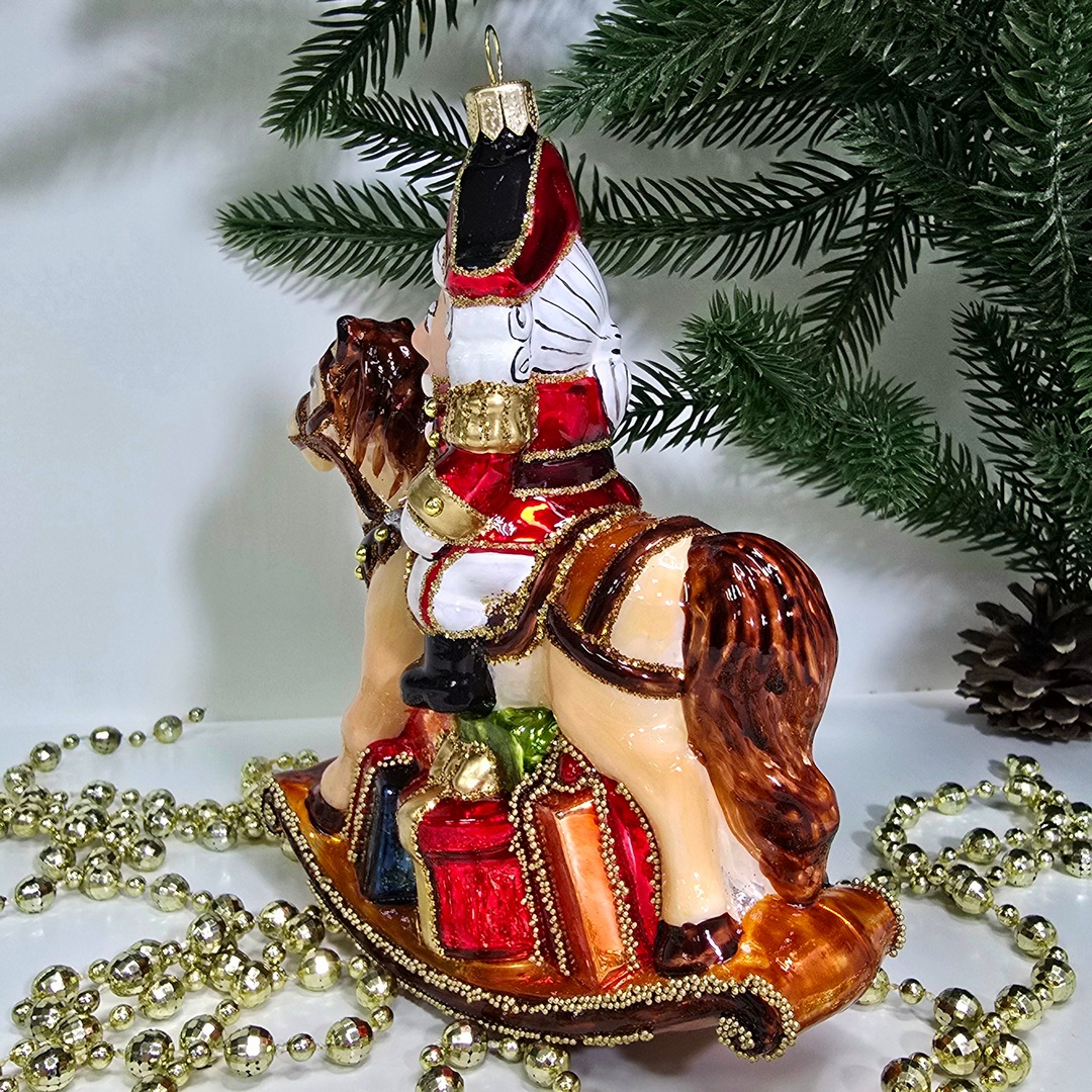 фото Irena-Co Стеклянная елочная игрушка Щелкунчик на лошадке
