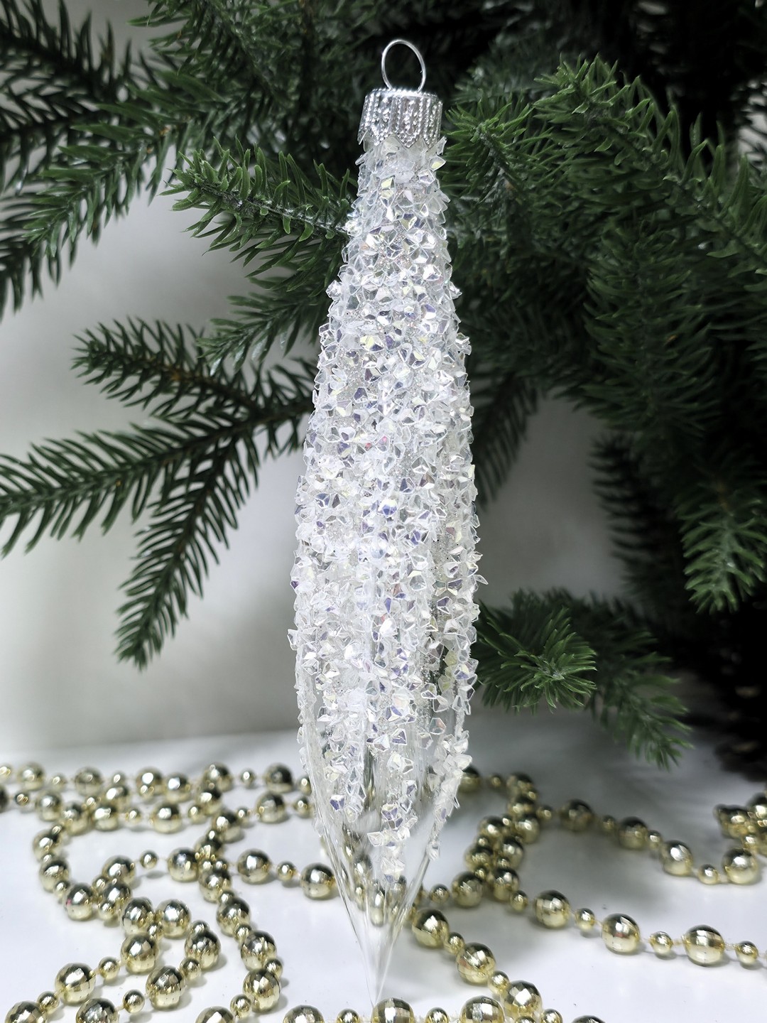 фото Стеклянная елочная игрушка Сосулька