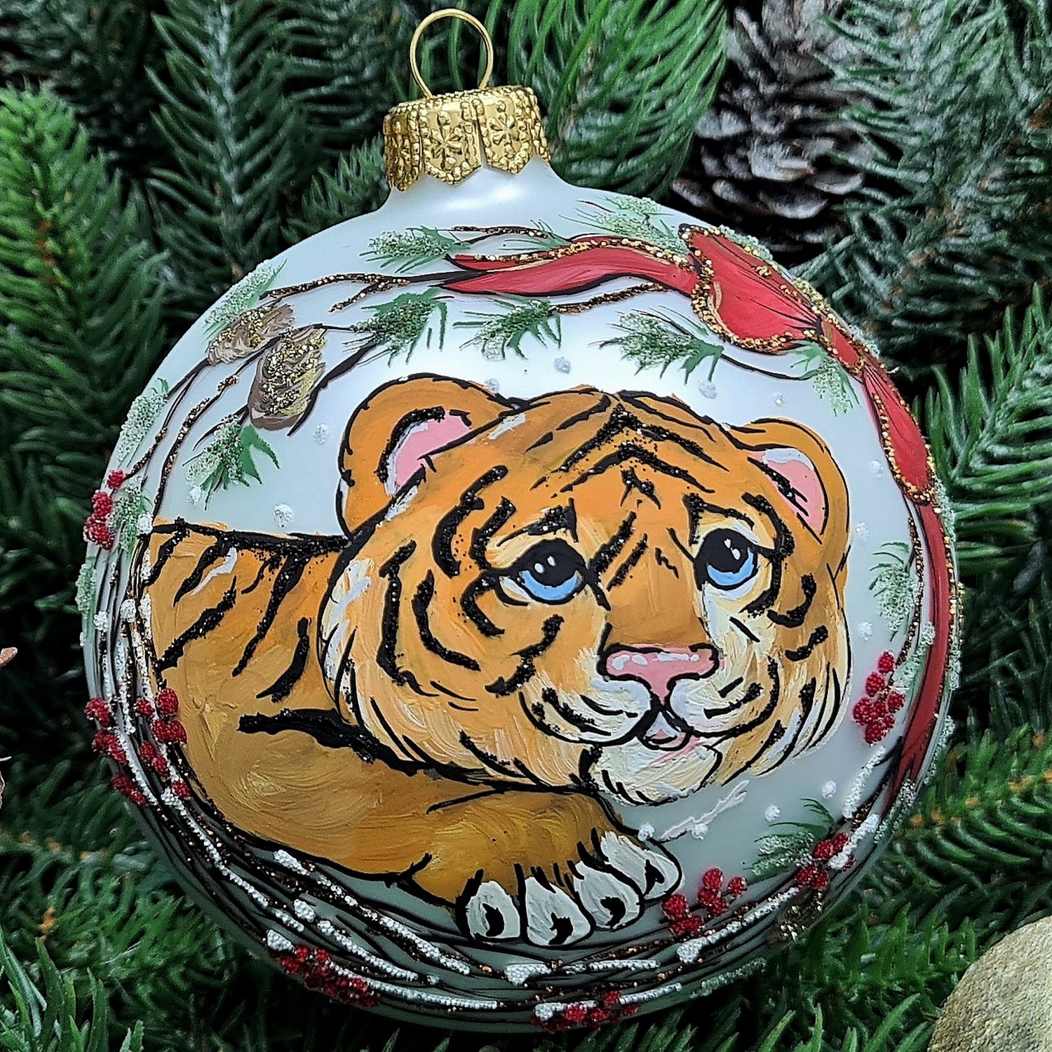 фото Стеклянный ёлочный шар Irena-Co 100 мм №60