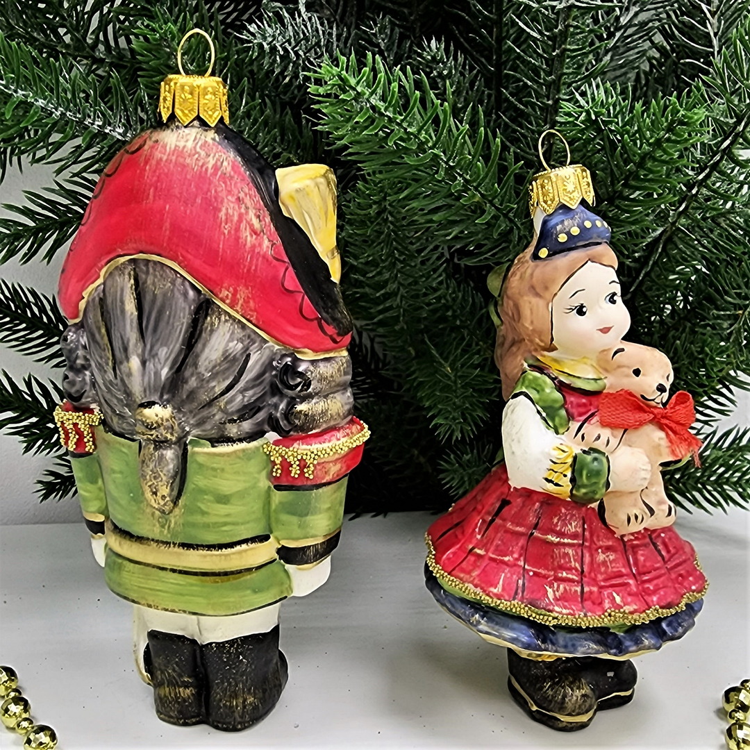 фото Набор ёлочных игрушек Щелкунчик и девочка Мэри винтаж