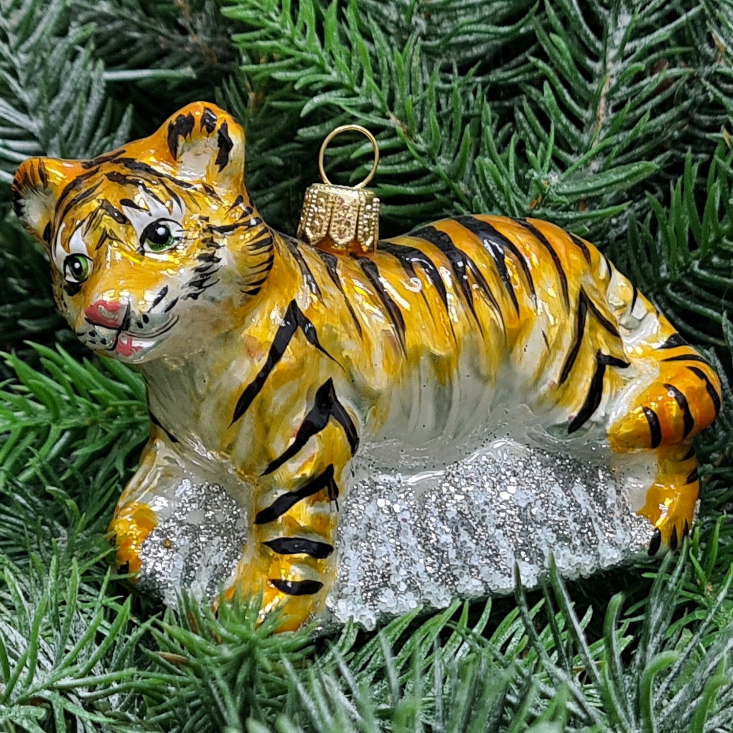 фото Стеклянная елочная игрушка Тигр