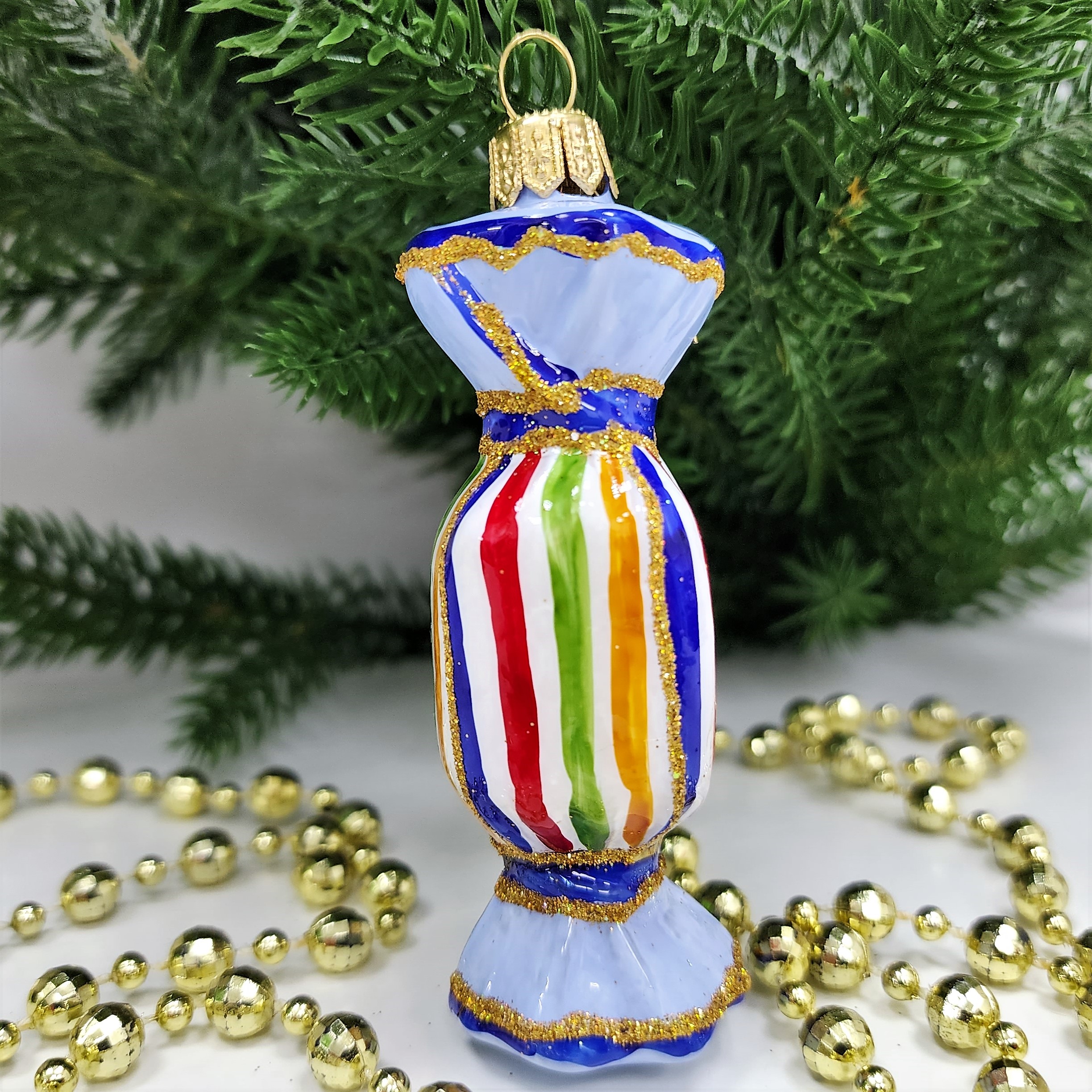 фото Стеклянная елочная игрушка Конфета