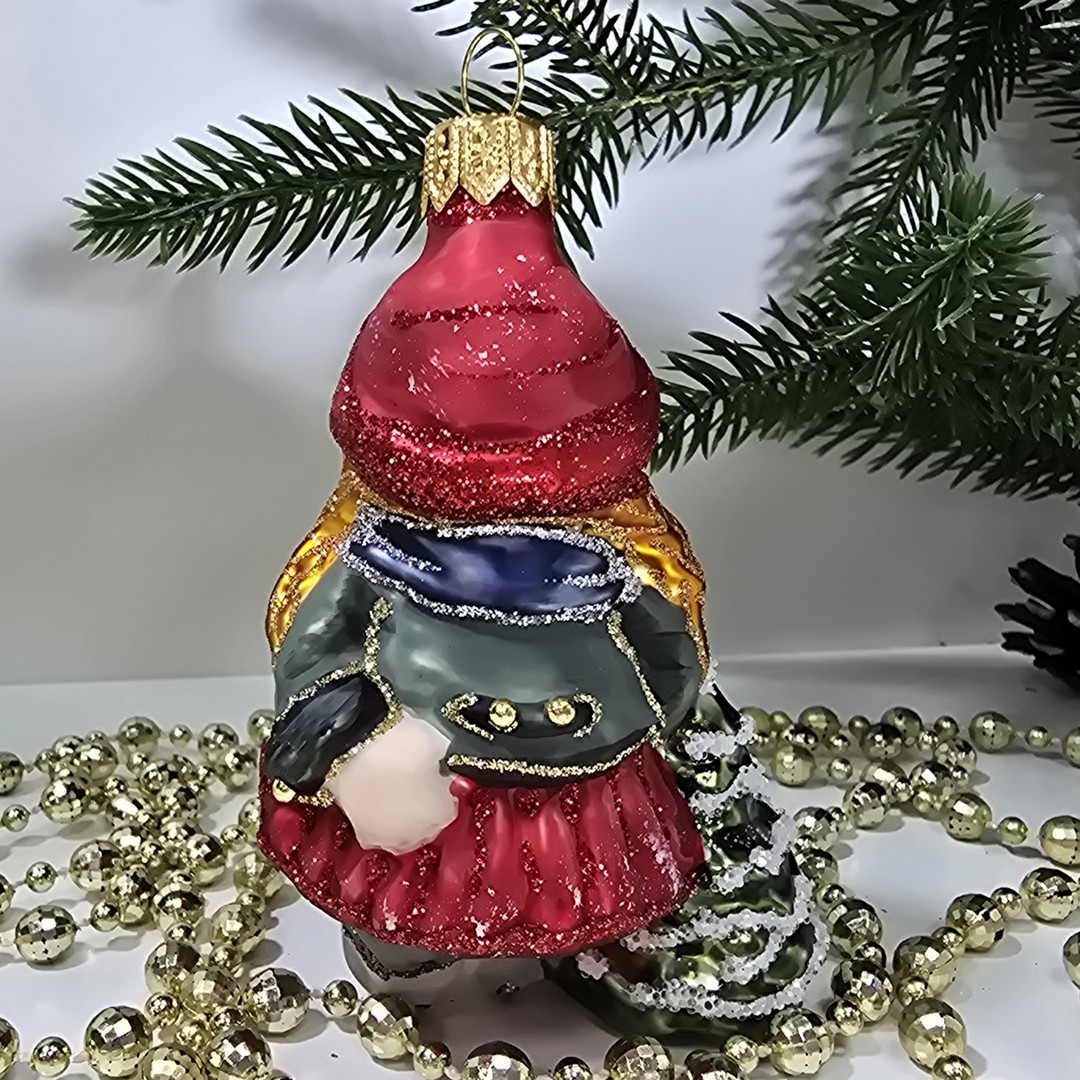 фото Стеклянная елочная игрушка Девочка с котиком