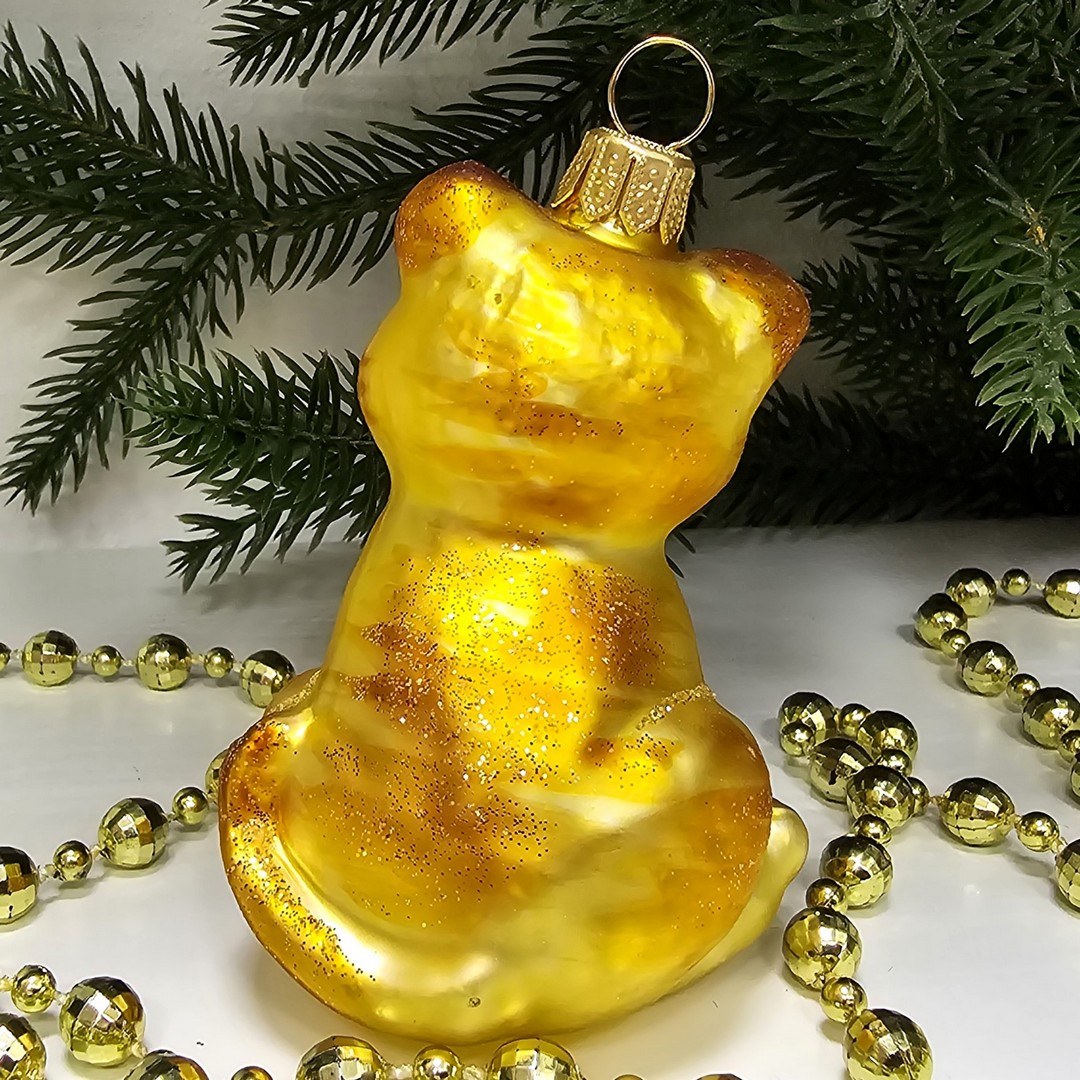 фото Стеклянная елочная игрушка Котенок