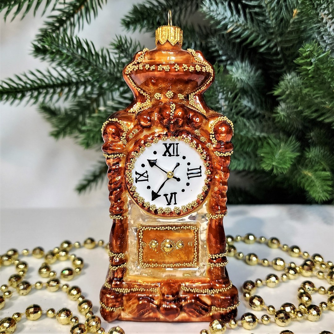 фото Стеклянная елочная игрушка Часы напольные
