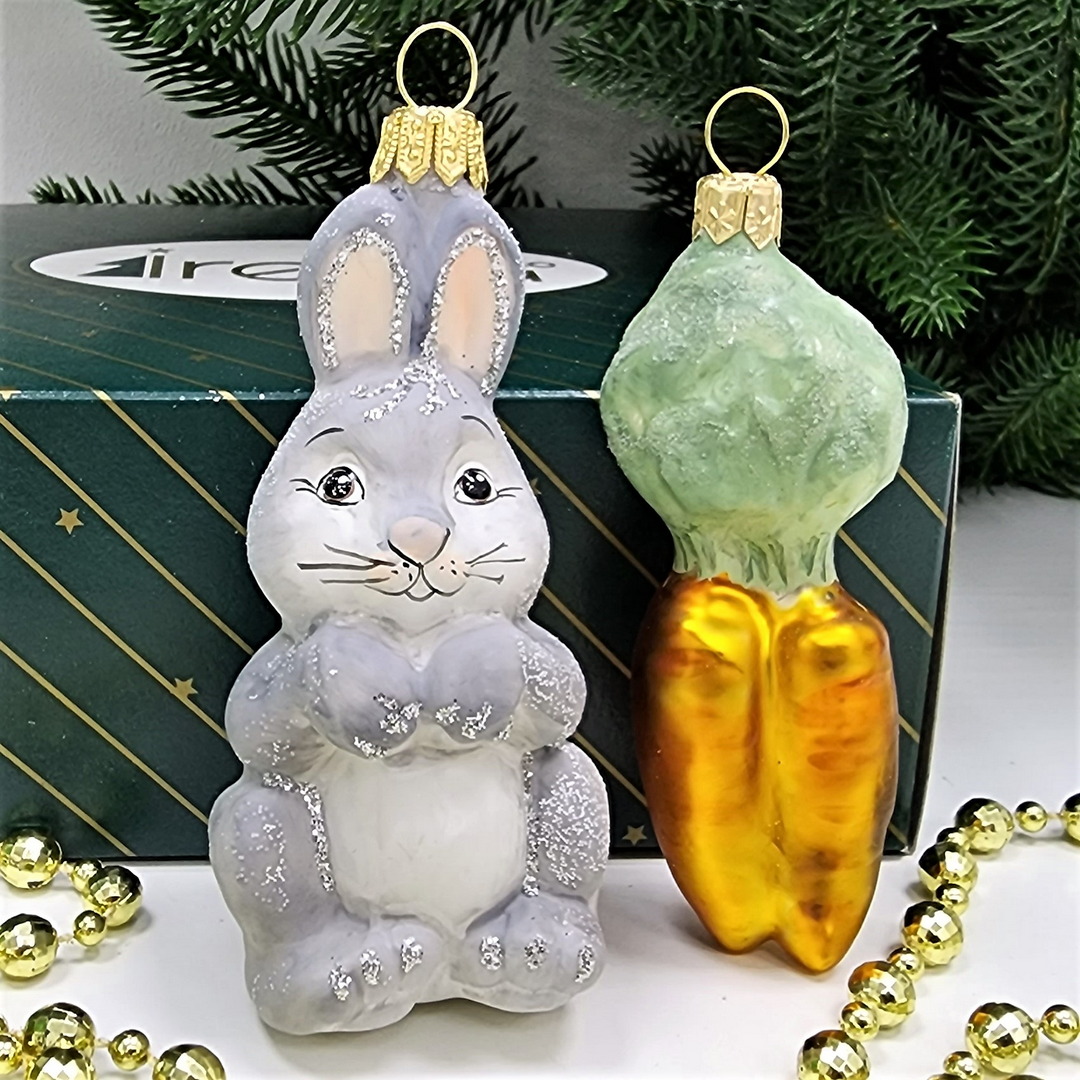 фото Набор ёлочных игрушек Зайчик и морковка