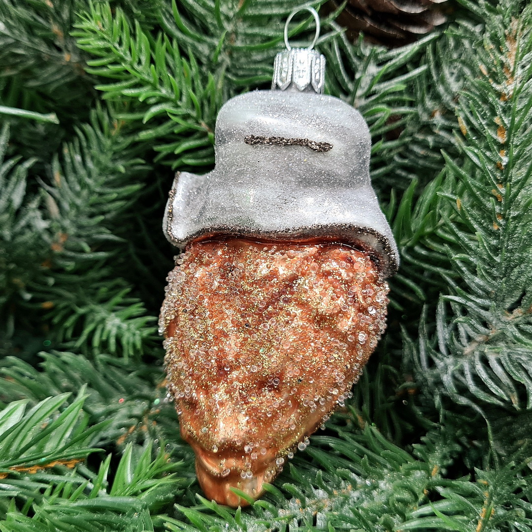 фото Стеклянная елочная игрушка Сова в ушанке-3