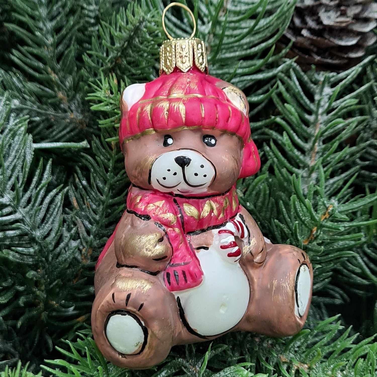 фото Стеклянная елочная игрушка Мишка Бэби винтаж