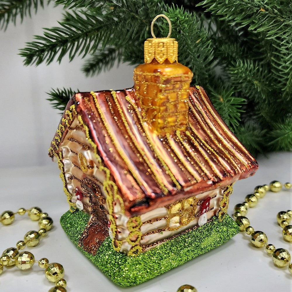 фото Стеклянная елочная игрушка Домик