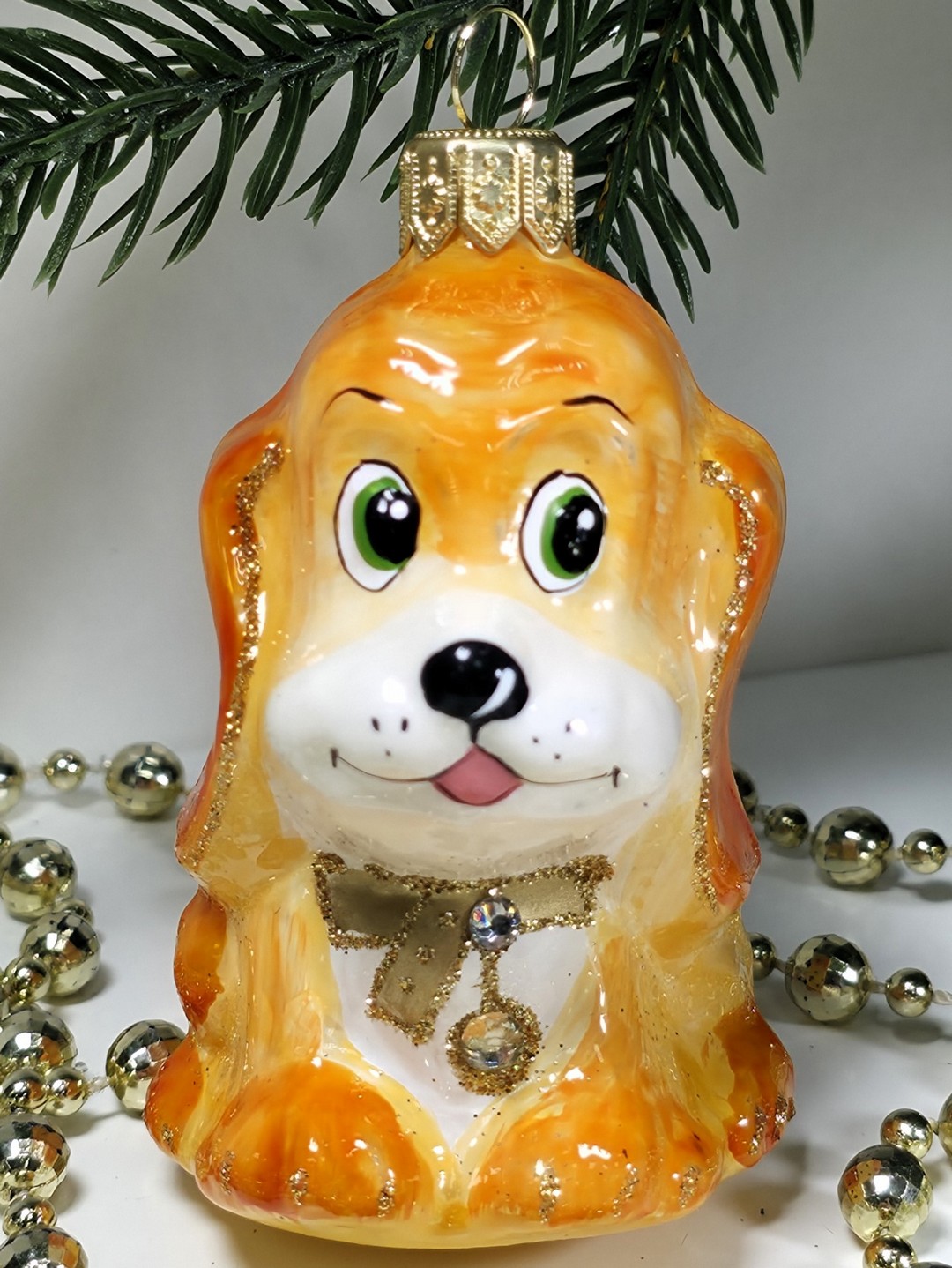 фото Стеклянная елочная игрушка Щенок