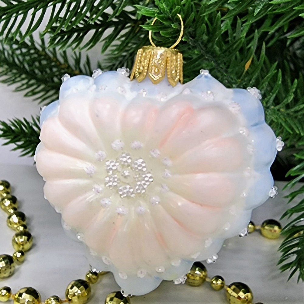 фото Стеклянная елочная игрушка Сердечко детское