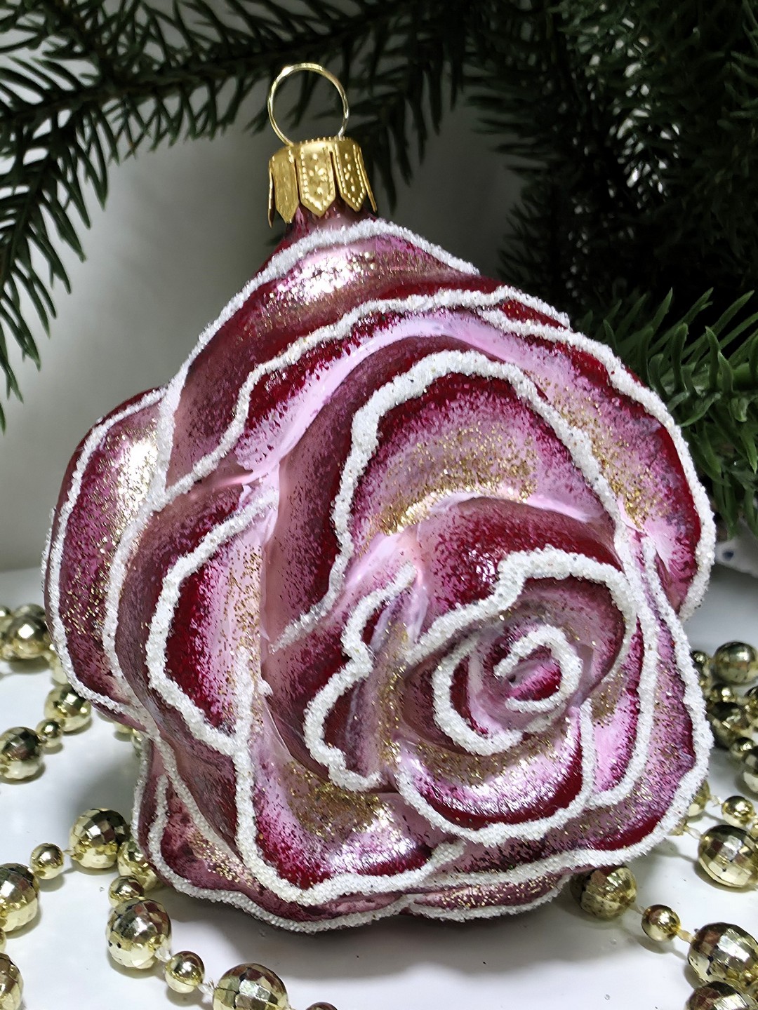 фото Стеклянная елочная игрушка Роза